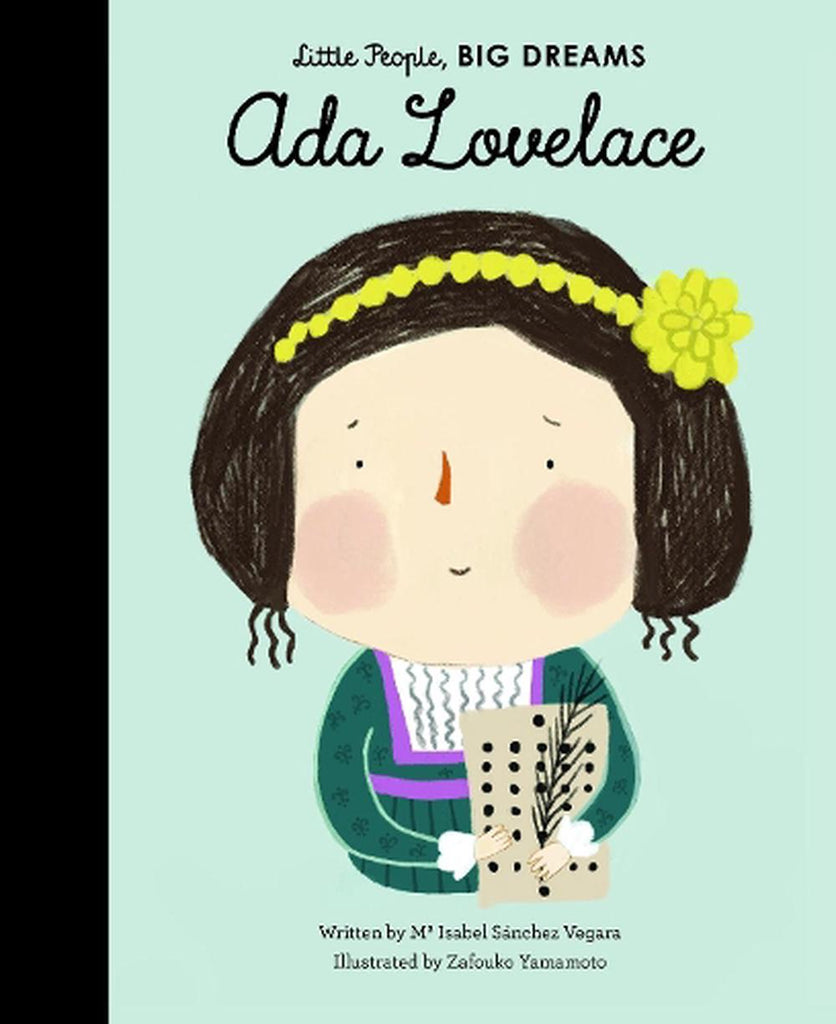 Children’s book “Ada Lovelace” from the Little People, BIG DREAMS series, featuring an illustrated Ada holding a punch card with flowers in her hair