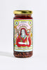 Jar of Apostle Crispy Chilli Oil, 235g, featuring a vibrant Mary Magdalene illustration on the label with a gold lid and visible chilli flakes