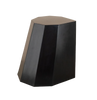 Matte black faceted stool with a sculptural silhouette, ideal as a statement seat or minimalist side table.