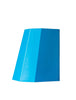 Bright blue angular stool with a modern geometric shape and glossy finish, perfect as a bold side table or casual seat.