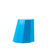 Boat blue geometric metal stool with bold angular lines and a matte finish, perfect for contemporary indoor or outdoor spaces