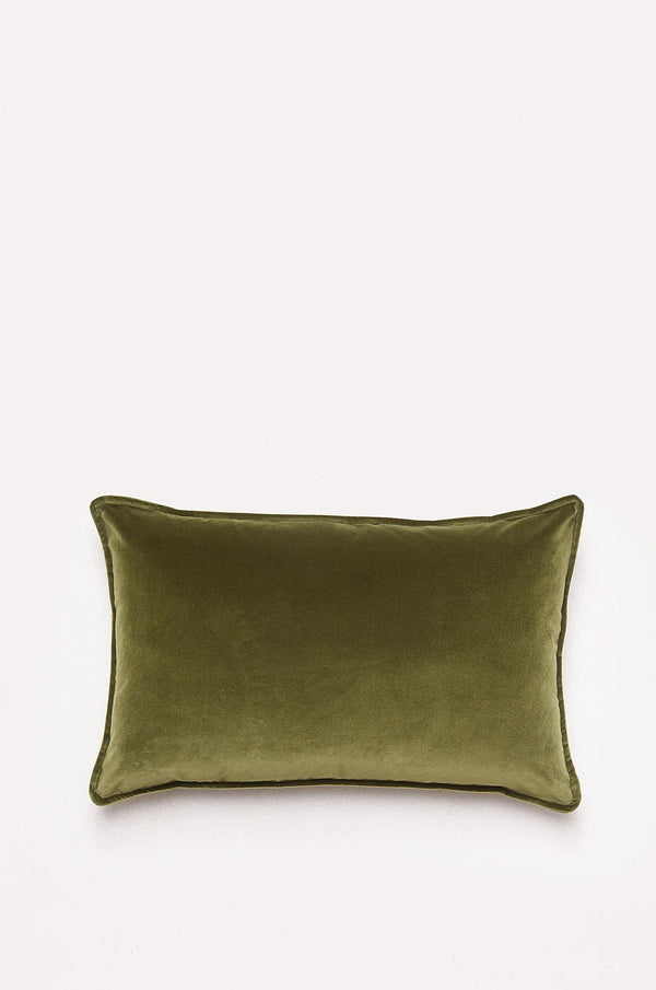 Green velvet feather filled cushion by Hommey