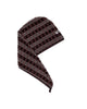 Brown checkered head towel with a brand logo on a white background
