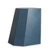Navy blue geometric metal stool with clean angular lines and a matte finish, suitable for indoor or outdoor settings