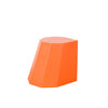 Vibrant orange metal stool with bold geometric form and durable matte finish, perfect for outdoor patios or indoor feature seating