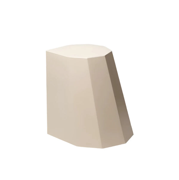 Paperbark white geometric metal stool with crisp matte finish and clean angular design, ideal for indoor or outdoor settings