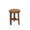 Porto Round Outdoor Stool made from solid teak wood, shown against a white background — minimalist and weather-resistant seating or side table