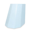 Glossy pale blue faceted stool with a modern geometric shape, perfect as a striking accent piece or compact side table.