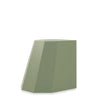 Sage green geometric metal stool with soft matte finish and angular design, ideal for modern indoor or outdoor spaces