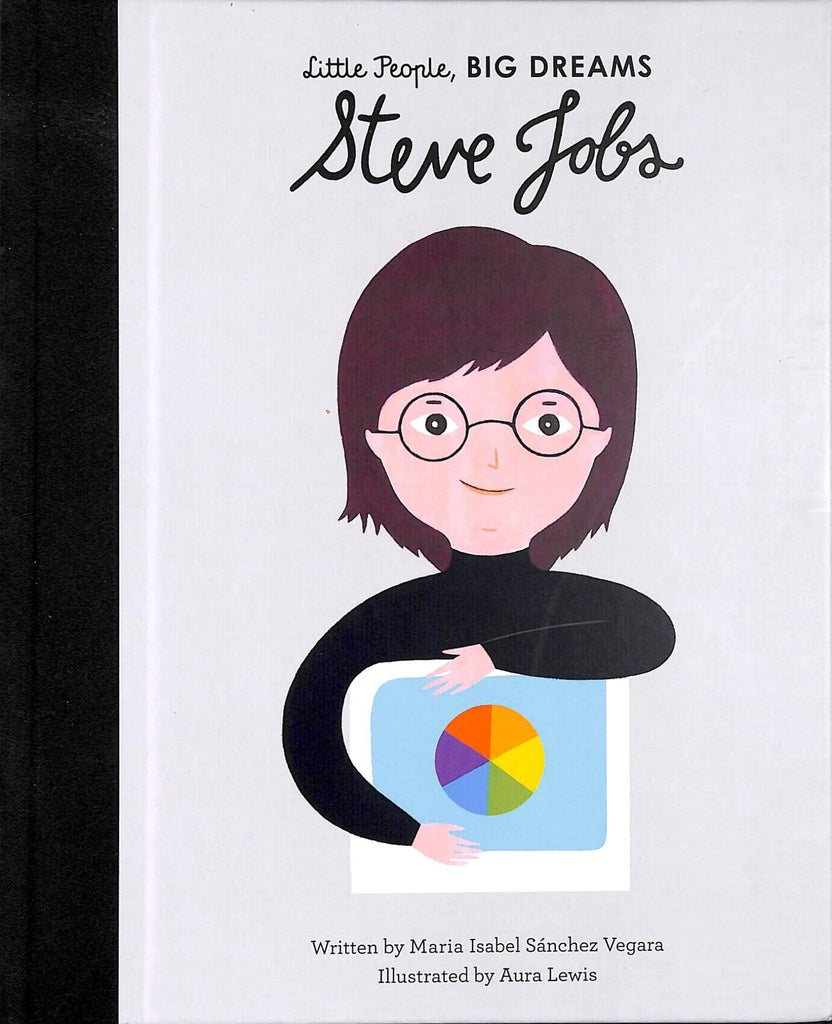 Children’s book “Steve Jobs” from the Little People, BIG DREAMS series, featuring a cartoon-style illustration of Steve Jobs holding a colourful graphic