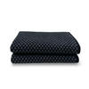 A folded dark navy blue cloth with a small-scale gray and navy checkered pattern, shown on a clean white background.
