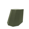 Olive green geometric stool featuring a modern faceted silhouette — ideal for use as occasional seating or a stylish side table.