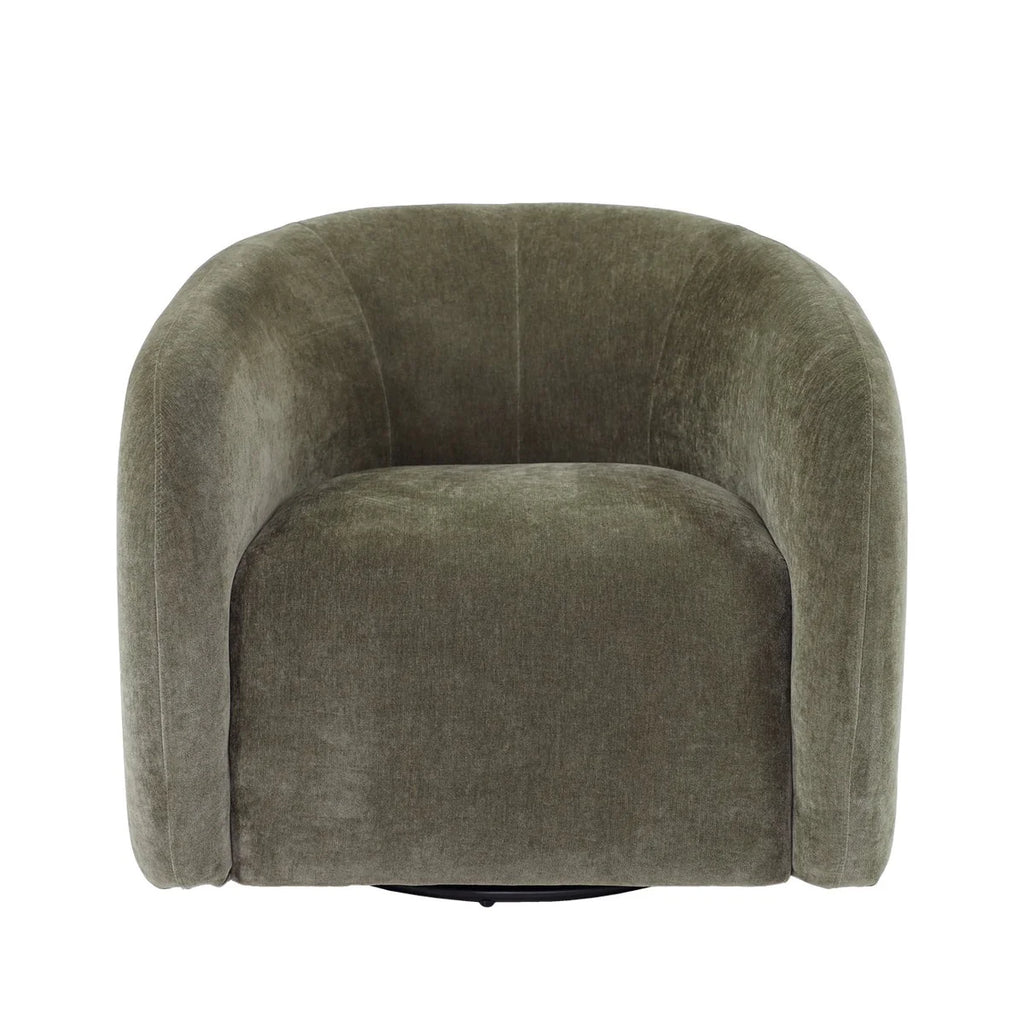 Moss velvet armchair on a white background