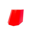 Bold red sculptural stool with a contemporary angular design — perfect as a standout accent piece or versatile extra seating.
